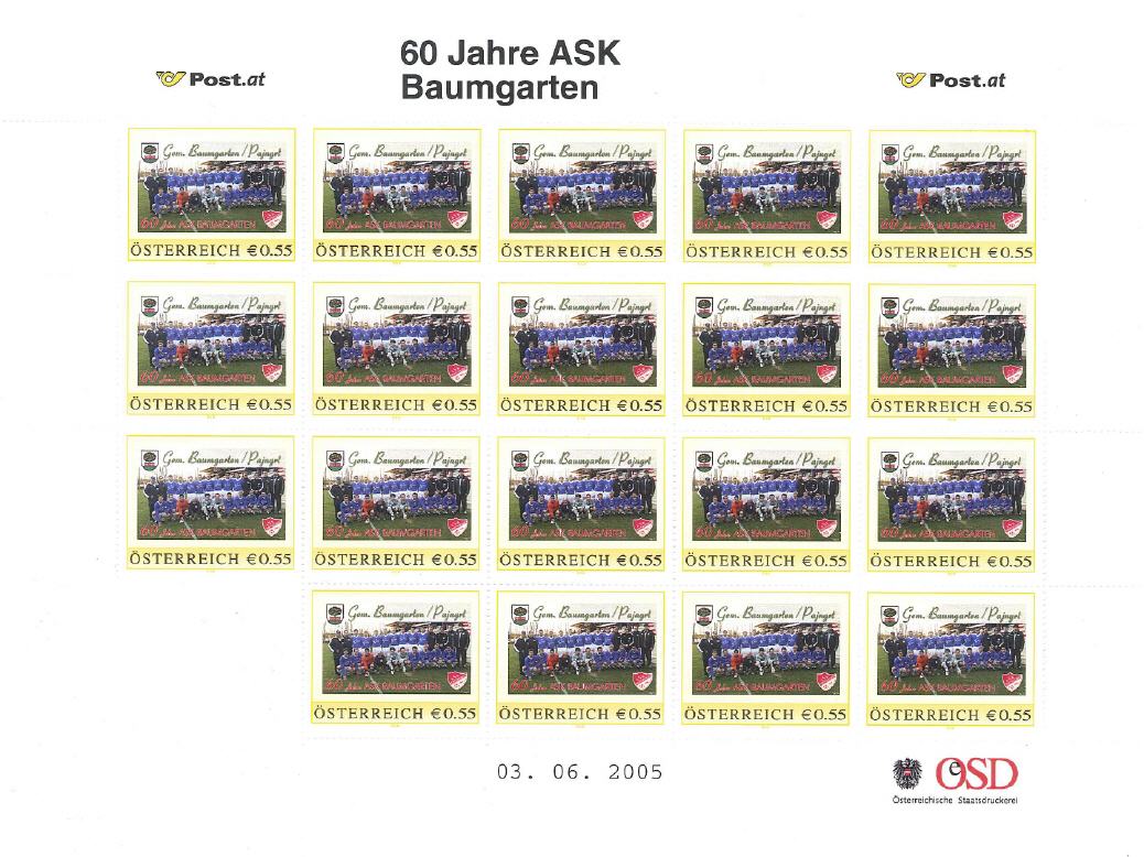 Briefmarke ASK Baumgarten 2005