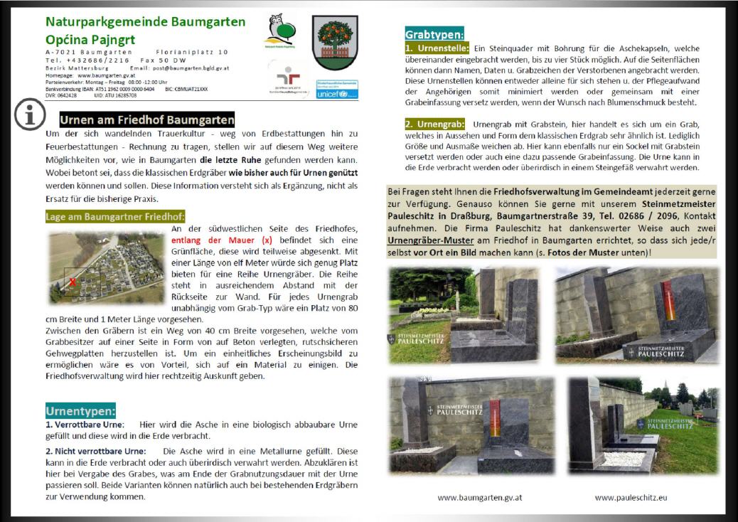 INFORMATIONEN _ Urnen am Friedhof Baumgarten